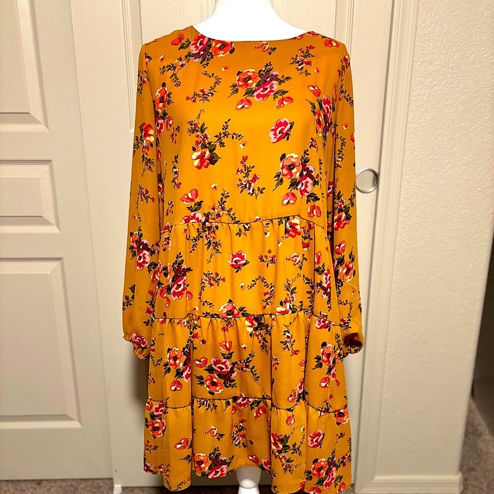 Women’s Emma & Michele Mustard Floral Dress